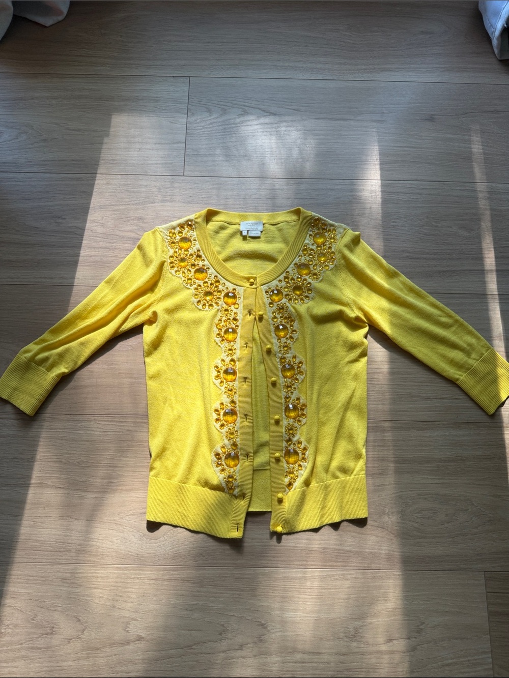 kate spade Yellow Embellished Button-Front Cardigan